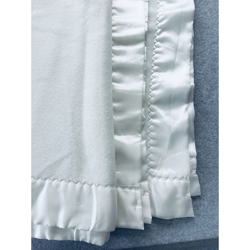 Fieldcrest Acrylic Blanket Satin Trim White Made In USA - King Size - Vintage